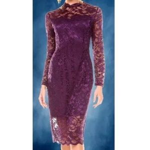 Stanzino purple lace long sleeve dress! small NWT